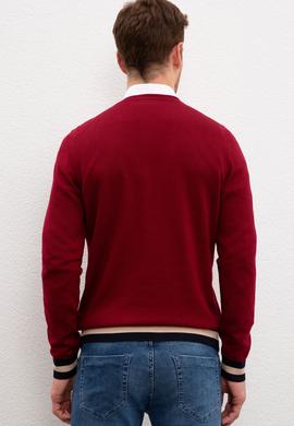 Erkek Bordo Bisiklet Yaka Triko Kazak - 50207703032