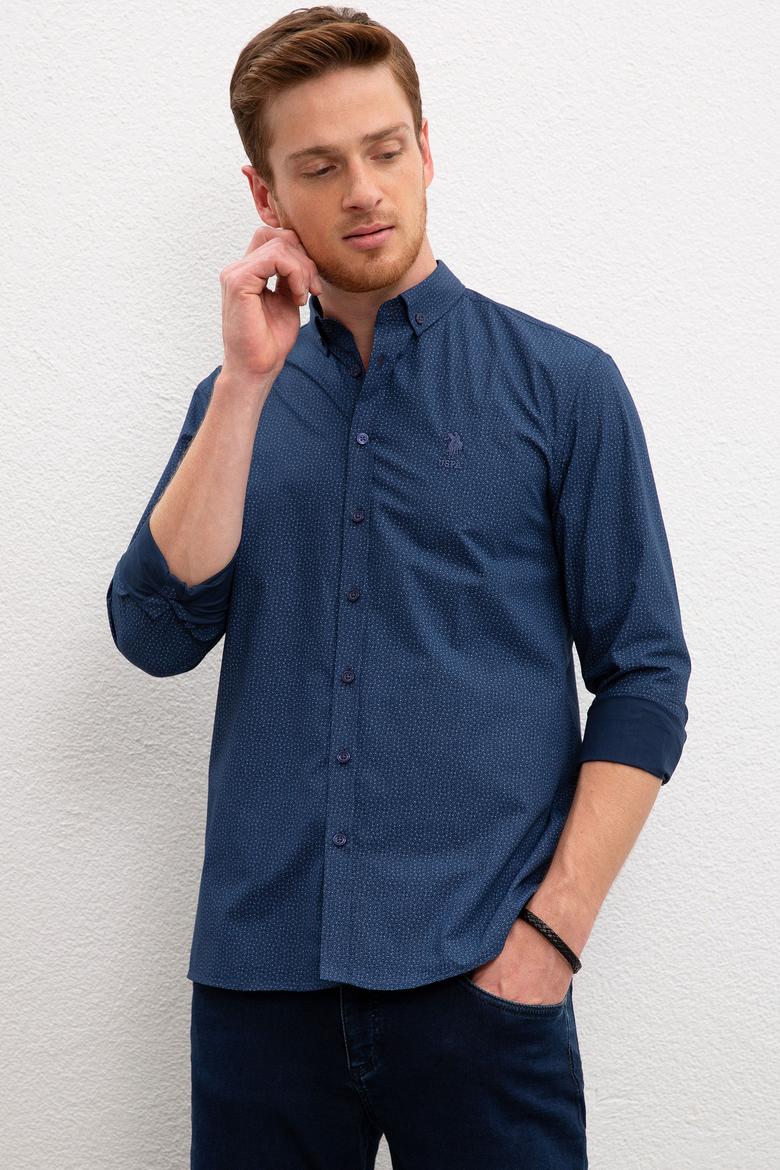 Erkek Lacivert Gömlek Uzunkol