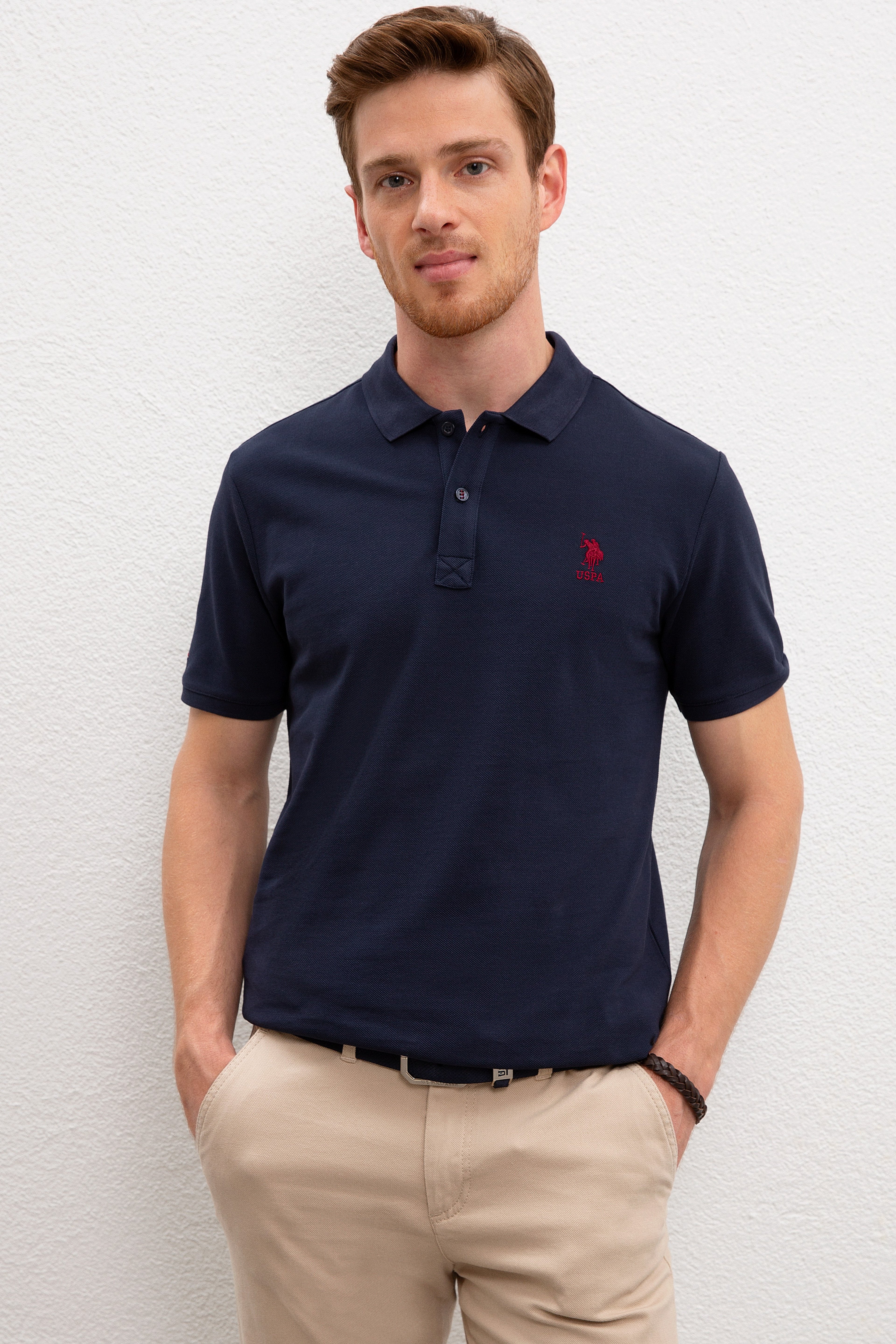 Erkek Lacivert Polo Yaka T-Shirt Basic