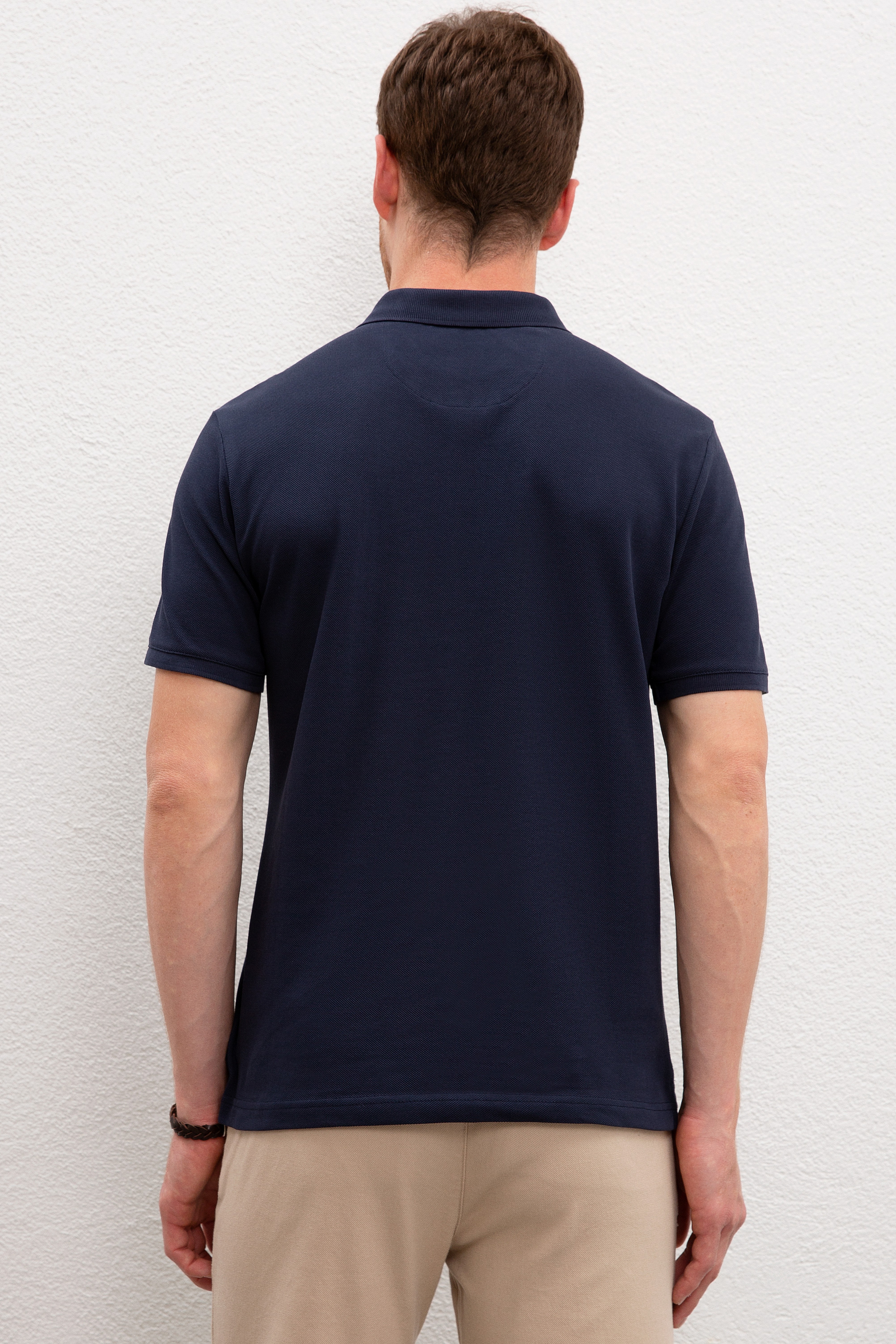 Erkek Lacivert Polo Yaka T-Shirt Basic