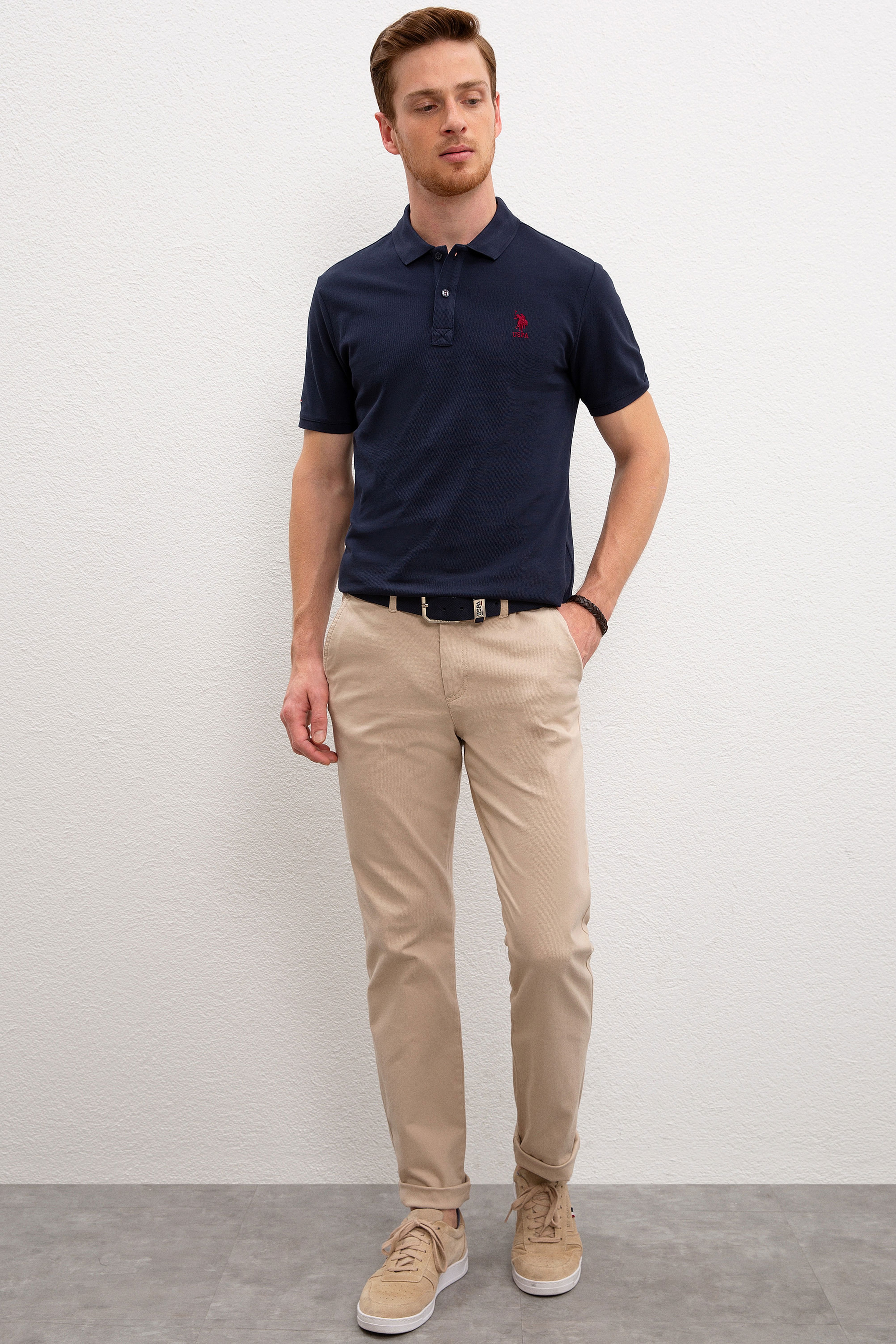 Erkek Lacivert Polo Yaka T-Shirt Basic - Image 4