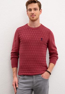 Erkek Bordo Bisiklet Yaka Triko Kazak Basic - 50206683006