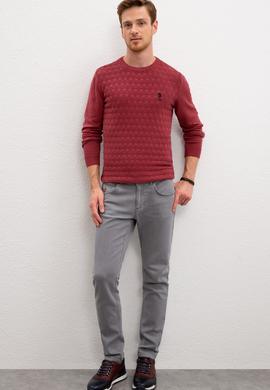 Erkek Bordo Bisiklet Yaka Triko Kazak Basic - 50206683006