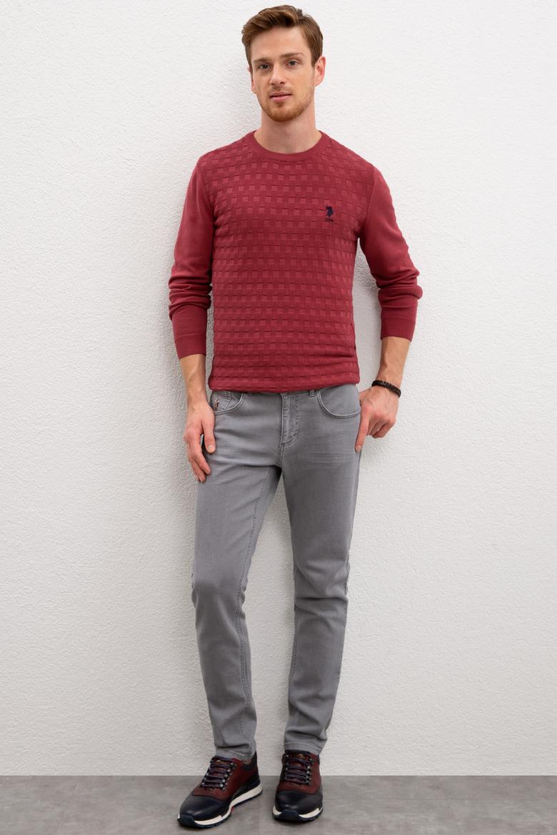 Erkek Bordo Bisiklet Yaka Triko Kazak Basic - 50206683006