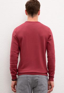 Erkek Bordo Bisiklet Yaka Triko Kazak Basic - 50206683006