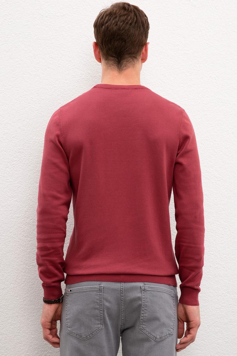 Erkek Bordo Bisiklet Yaka Triko Kazak Basic - 50206683006