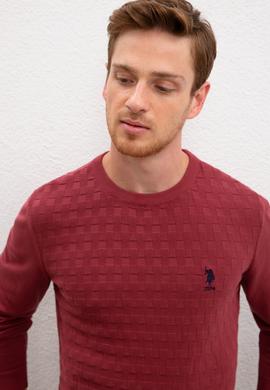 Erkek Bordo Bisiklet Yaka Triko Kazak Basic - 50206683006