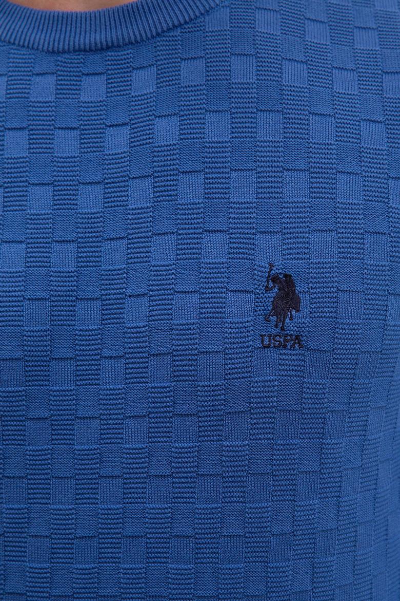 Erkek Koyu Mavi Bisiklet Yaka Triko Kazak Basic - 50206683014