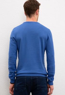 Erkek Koyu Mavi Bisiklet Yaka Triko Kazak Basic - 50206683014