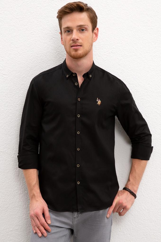 Erkek Siyah Gömlek Uzunkol Basic