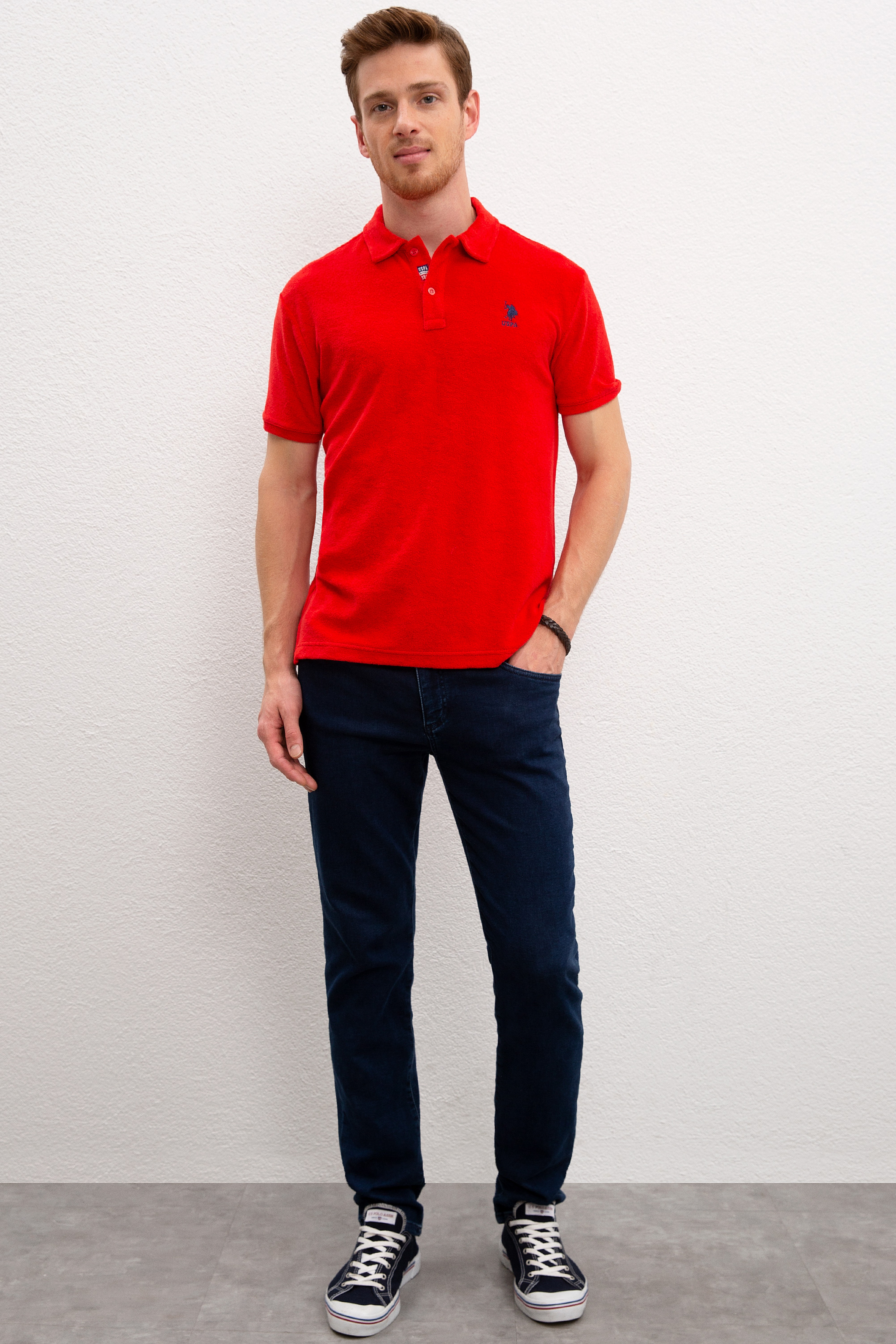 Erkek Kırmızı Polo Yaka T-Shirt - Image 4
