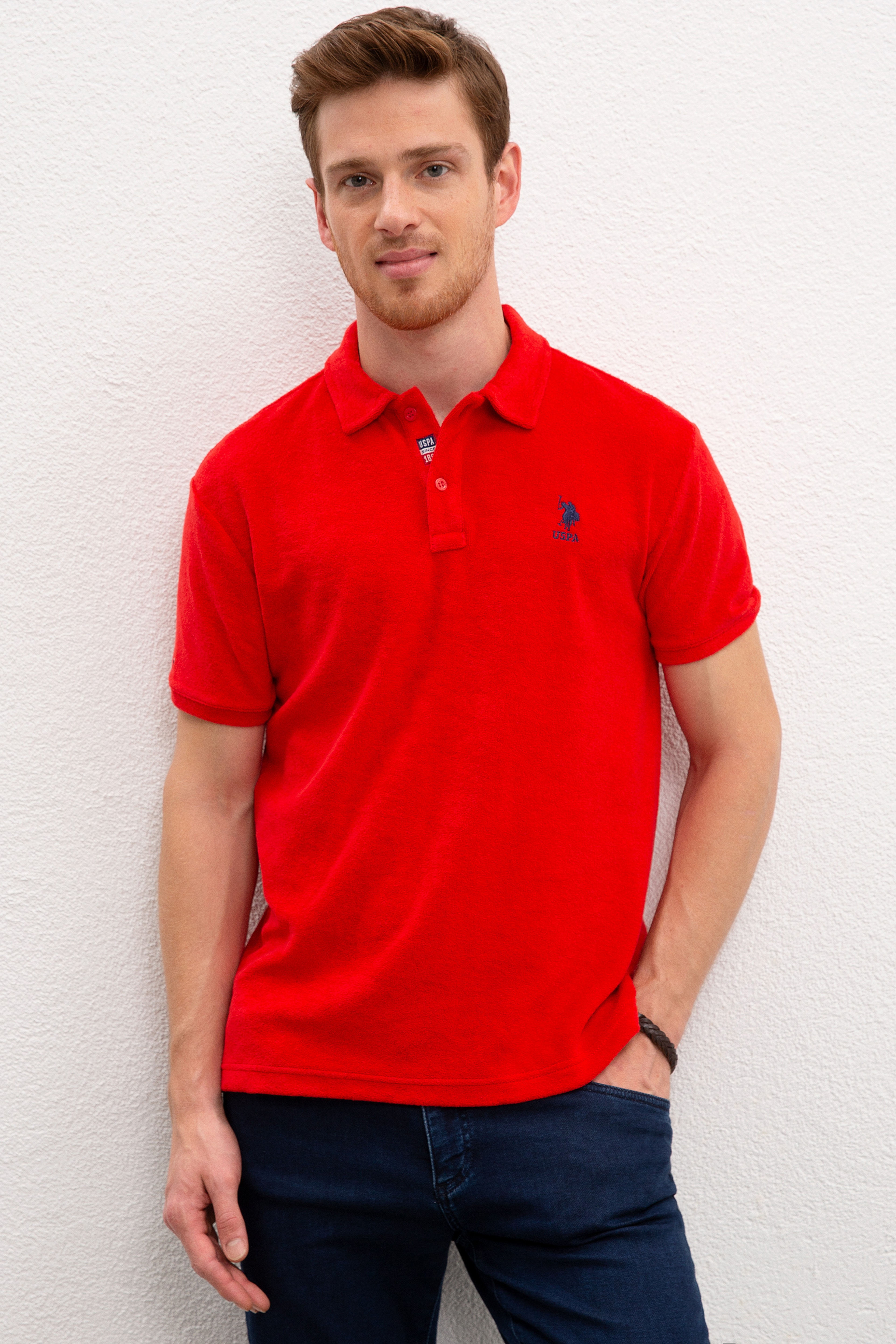 Erkek Kırmızı Polo Yaka T-Shirt - Image 1