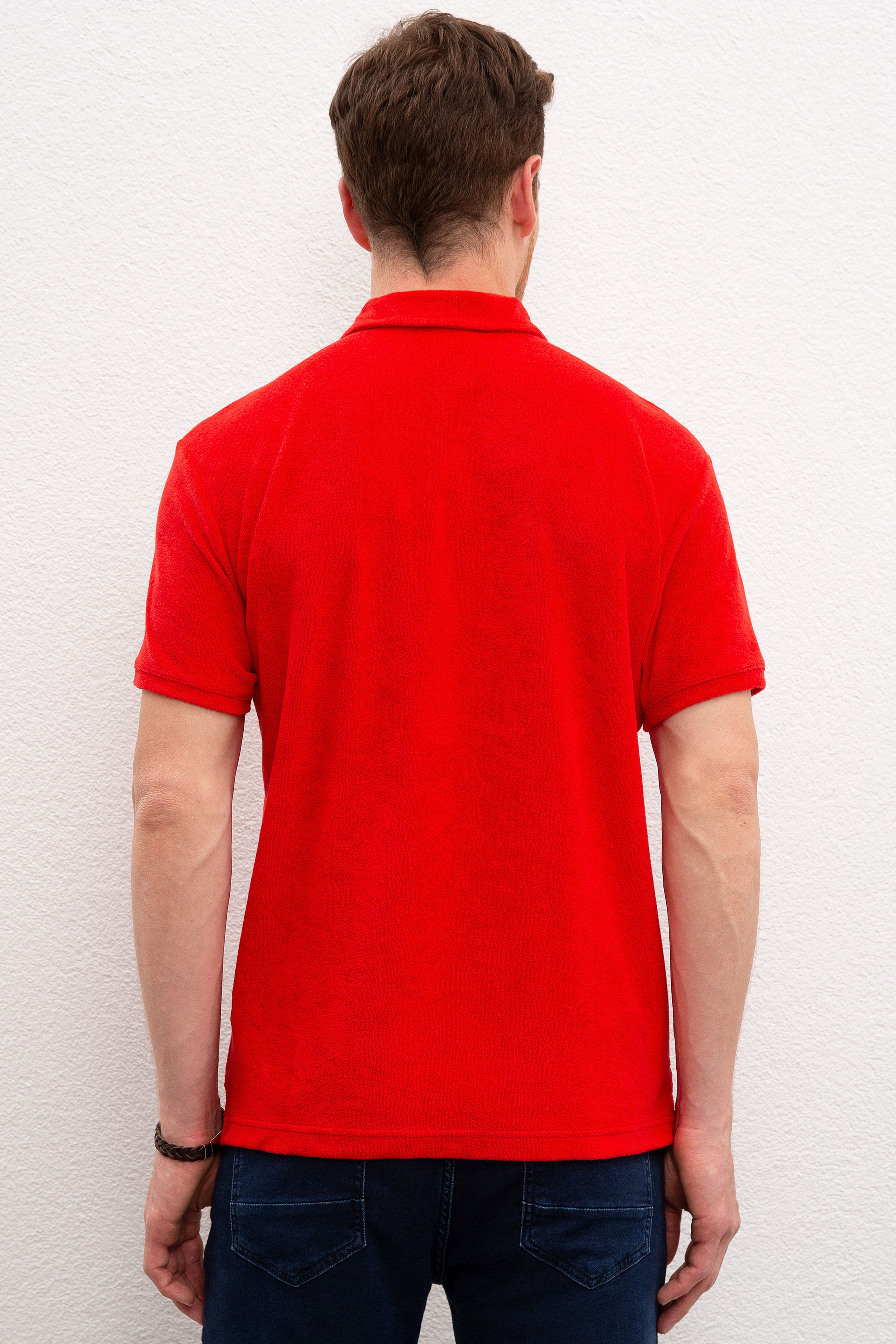 Erkek Kırmızı Polo Yaka T-Shirt - Image 3