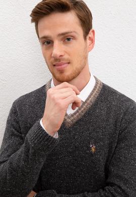 Erkek Antrasit Melanj V - Yaka Triko Kazak - 50207673031