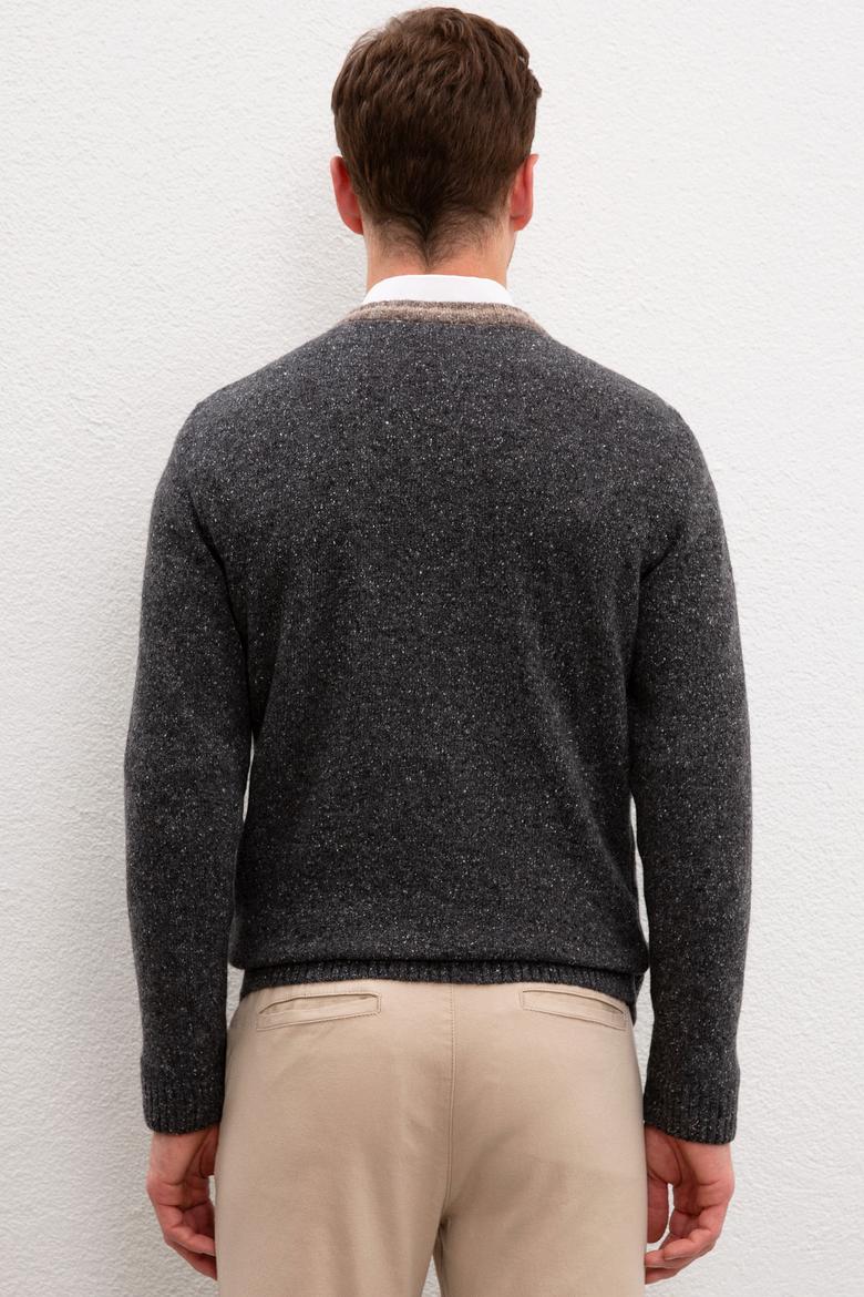 Erkek Antrasit Melanj V - Yaka Triko Kazak - 50207673031