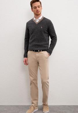 Erkek Antrasit Melanj V - Yaka Triko Kazak - 50207673031