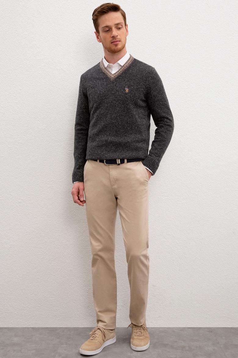 Erkek Antrasit Melanj V - Yaka Triko Kazak - 50207673031