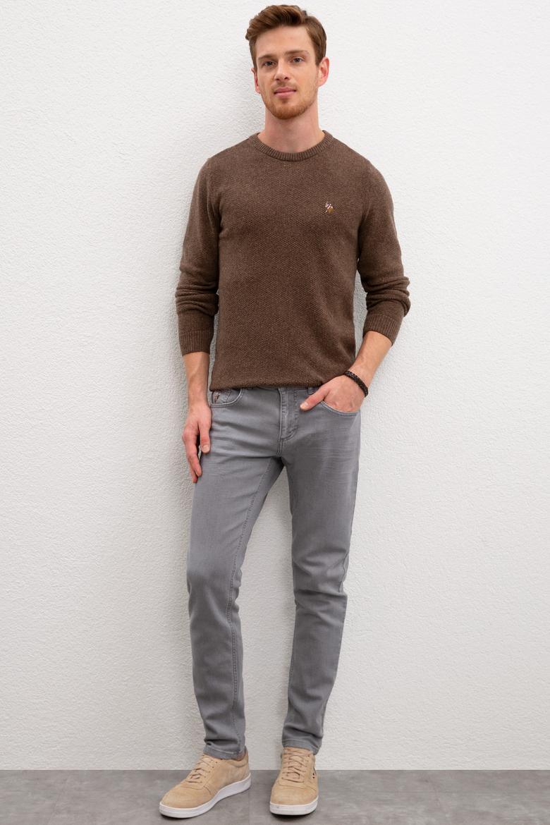 Erkek Kahverengi Melanj Bisiklet Yaka Triko Kazak - 50207715031