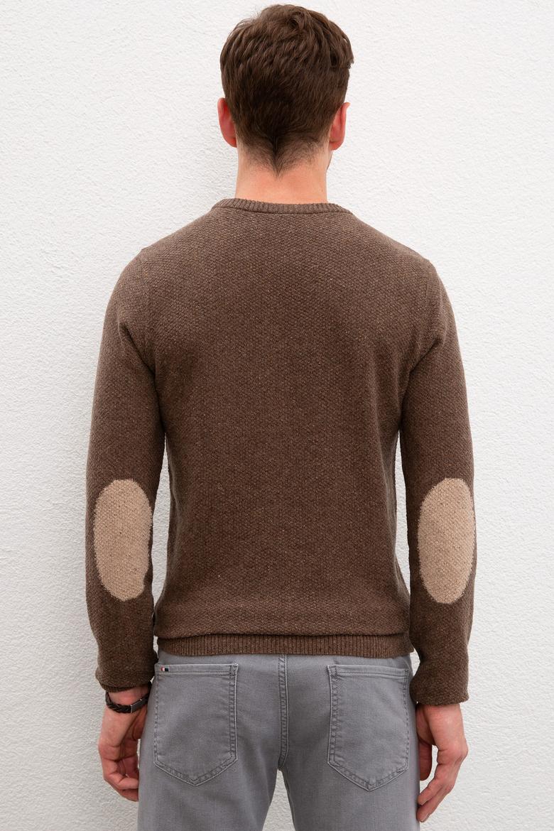 Erkek Kahverengi Melanj Bisiklet Yaka Triko Kazak - 50207715031