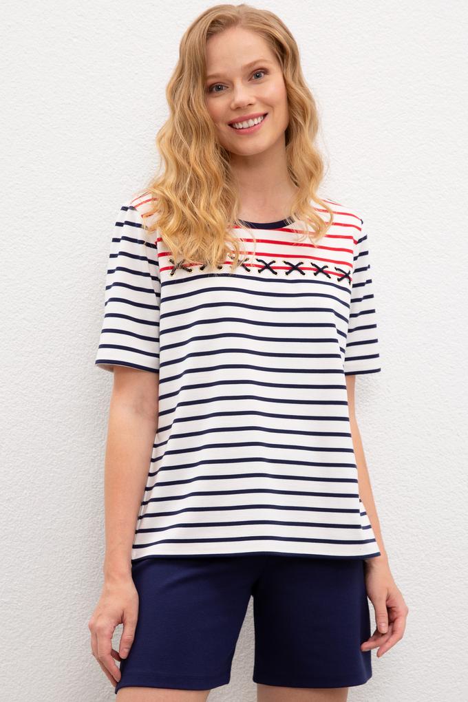 Kadın Lacivert Bisiklet Yaka T-Shirt