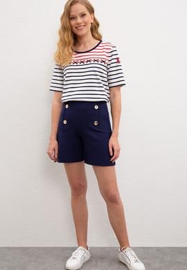Kadın Lacivert Örme Şort - 50219302016