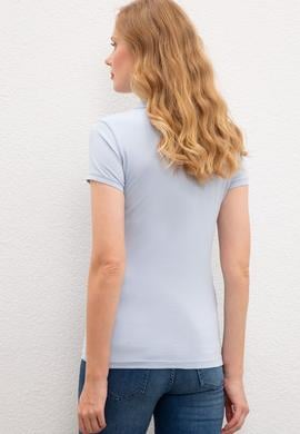 Kadın Açık Mavi Polo Yaka T-Shirt Basic - 50222743130