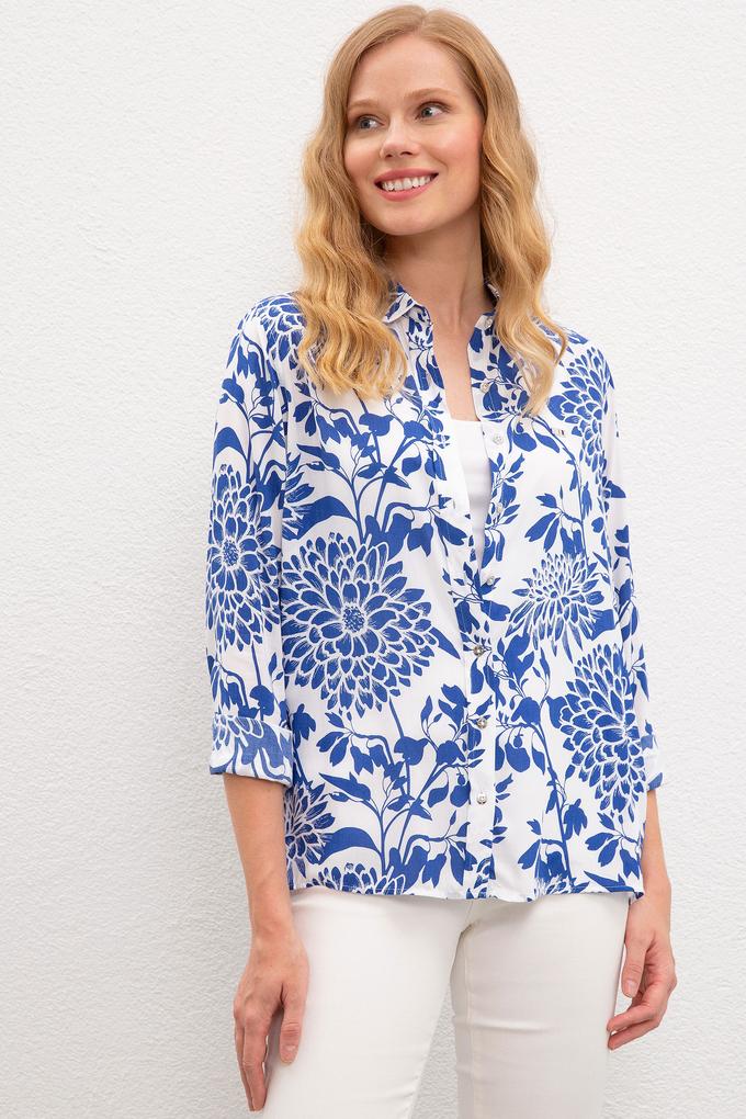 Kadın Lacivert Gömlek Uzunkol