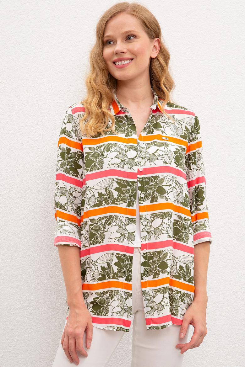 Kadın Açık Haki Uzun Kollu Gömlek