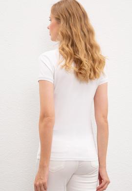 Kadın Beyaz Polo Yaka T-Shirt Basic - 50222743080