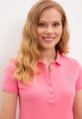 Kadın Pembe Basic Polo Yaka Tişört - 50222743050