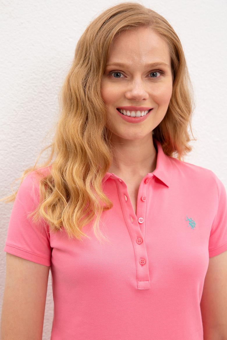 Kadın Pembe Basic Polo Yaka Tişört - 50222743050