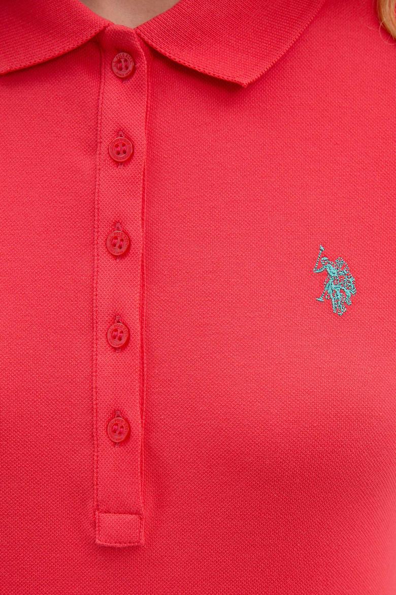 Kadın Kırmızı Polo Yaka Basic Tişört - 50222743140