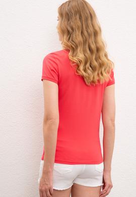 Kadın Kırmızı Polo Yaka Basic Tişört - 50222743140