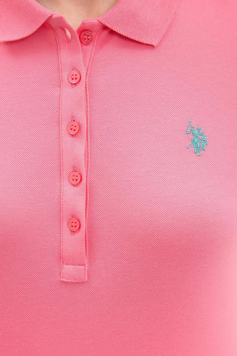 Kadın Pembe Basic Polo Yaka Tişört - 50222743050