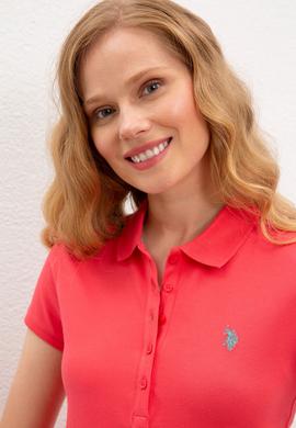 Kadın Kırmızı Polo Yaka Basic Tişört - 50222743140