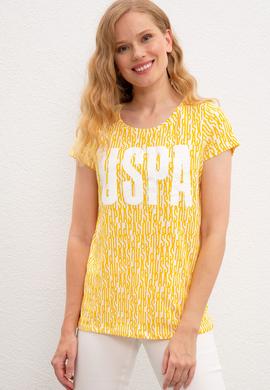 Kadın Sarı Bisiklet Yaka T-Shirt - 50219867007