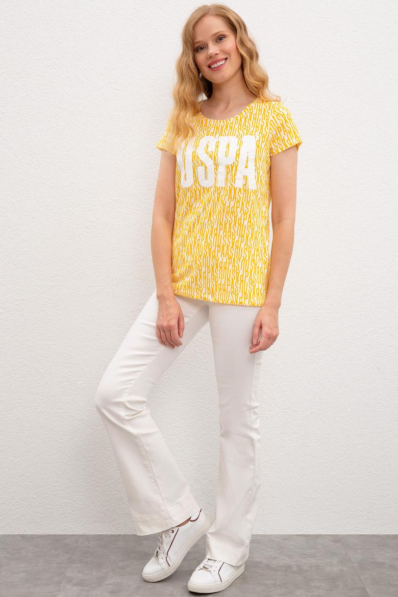 Kadın Sarı Bisiklet Yaka T-Shirt - 50219867007