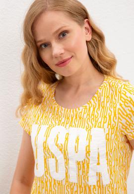 Kadın Sarı Bisiklet Yaka T-Shirt - 50219867007