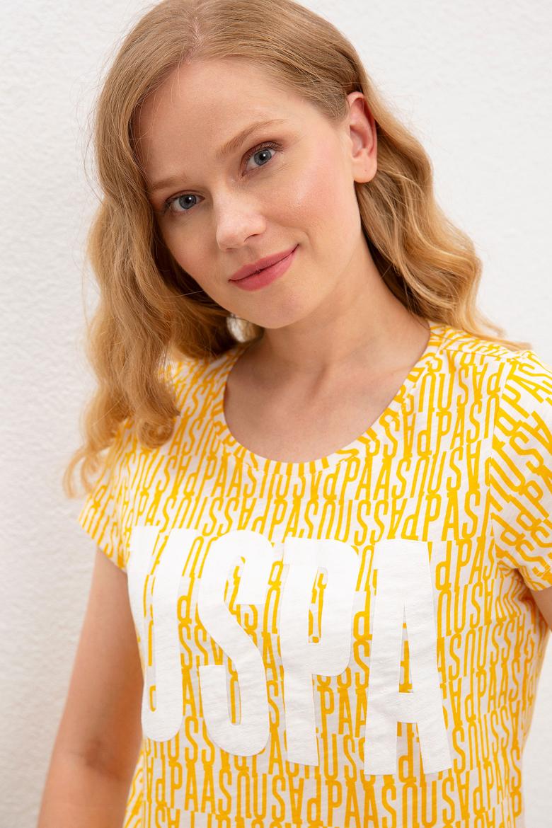 Kadın Sarı Bisiklet Yaka T-Shirt - 50219867007