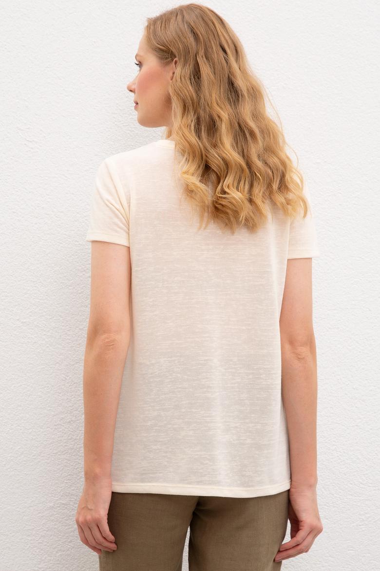 Kadın Krem Tişört - 50218063017