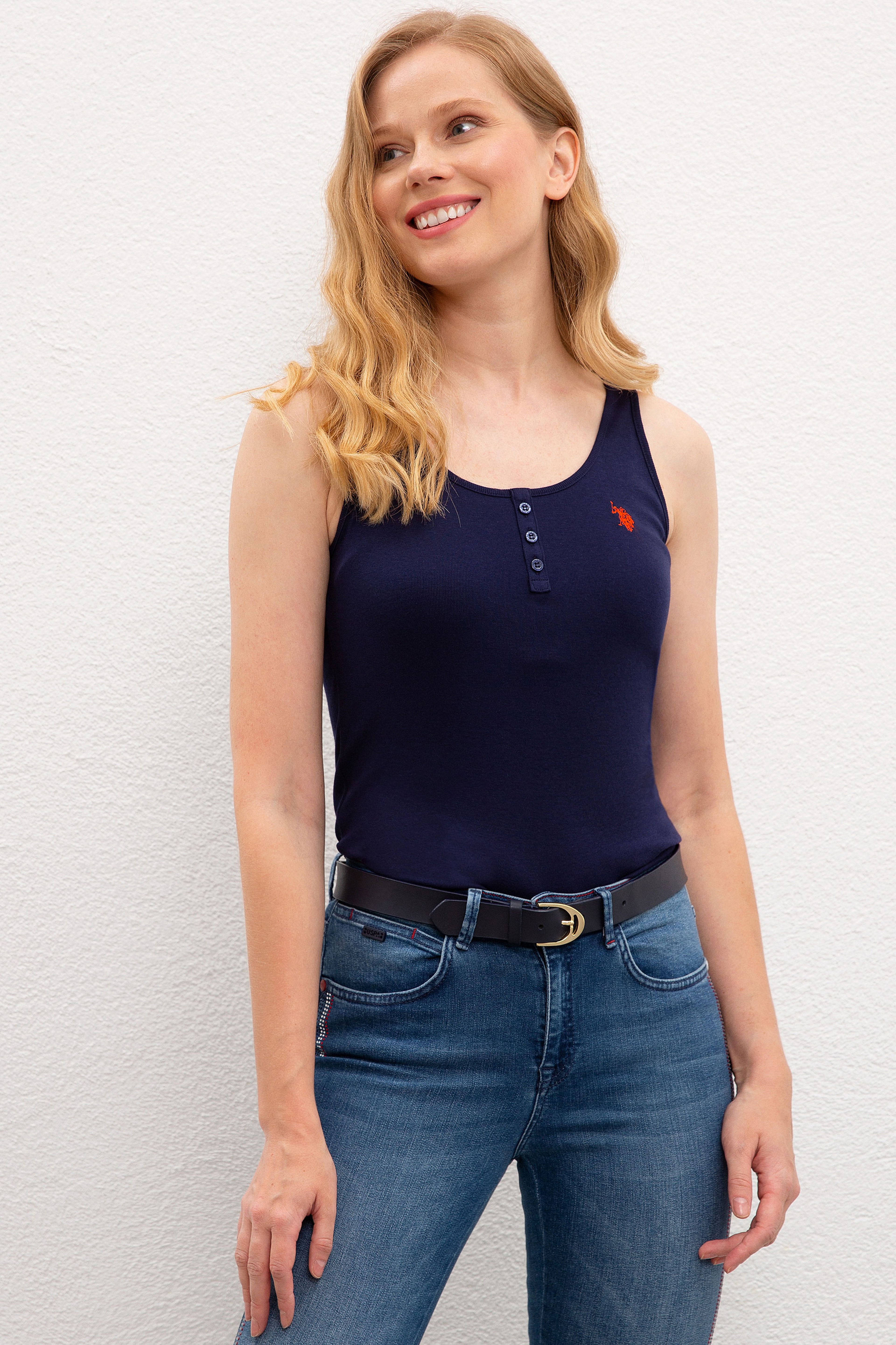 Kadın Lacivert Bisiklet Yaka T-Shirt Basic - Image 1