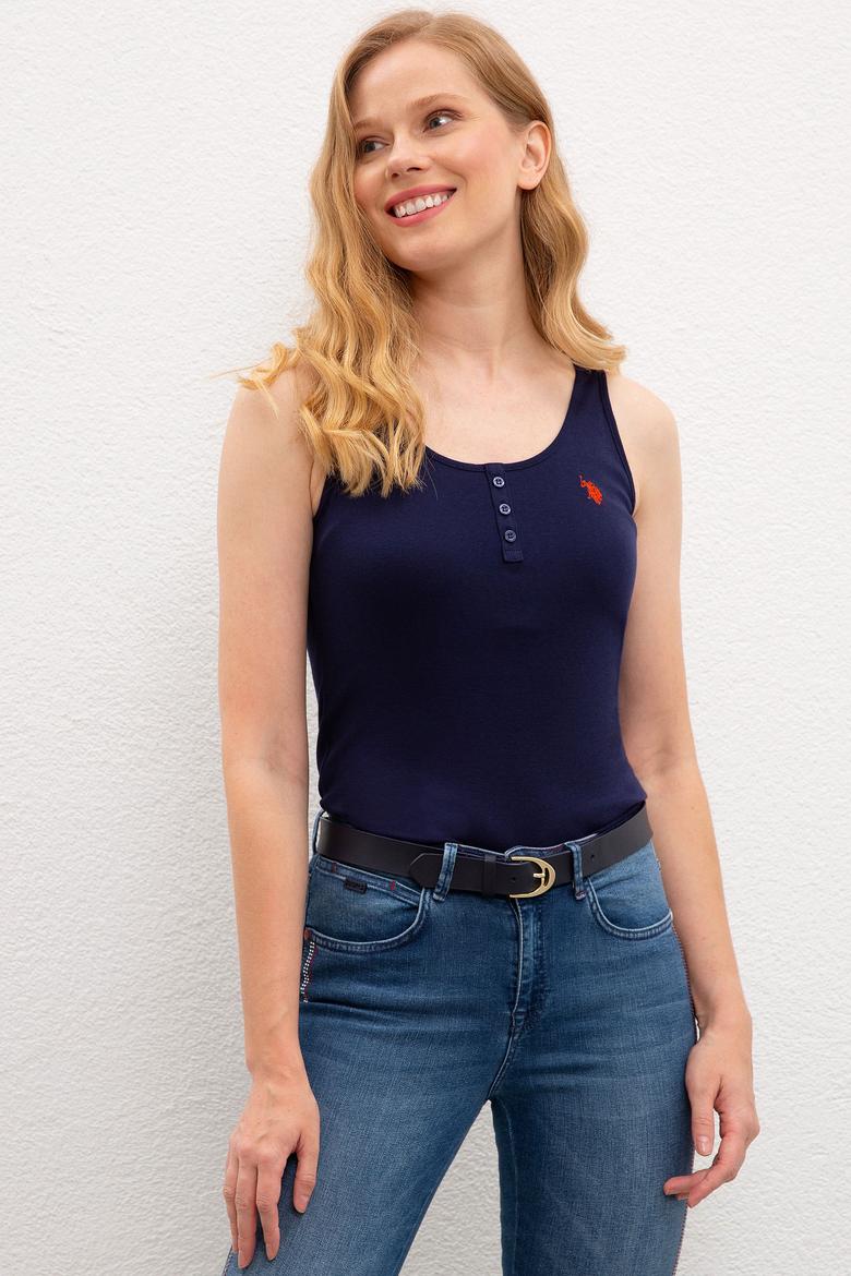 Kadın Lacivert Bisiklet Yaka T-Shirt Basic