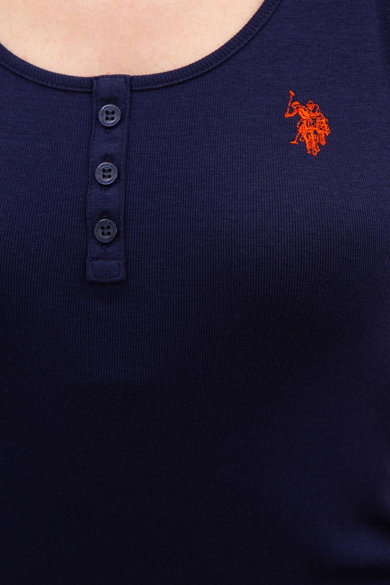 Kadın Lacivert Bisiklet Yaka T-Shirt Basic - 50219868102