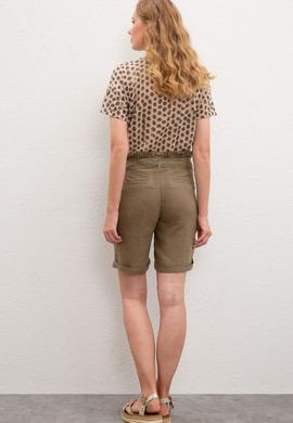 Kadın Haki Dokuma Şort - 50222924007