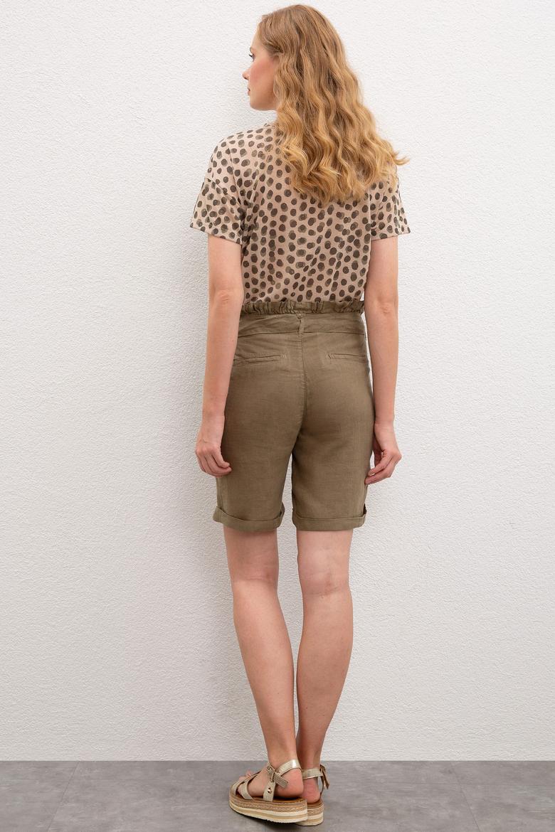 Kadın Haki Dokuma Şort - 50222924007