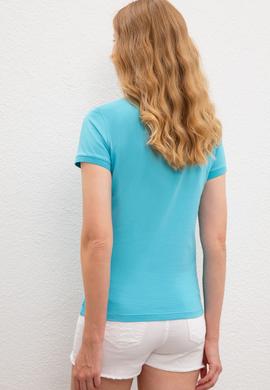 Kadın Turkuaz Basic Polo Yaka Tişört - 50222743066