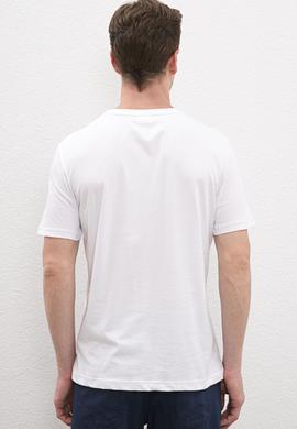 Erkek Beyaz Bisiklet Yaka T-Shirt - 50219173031