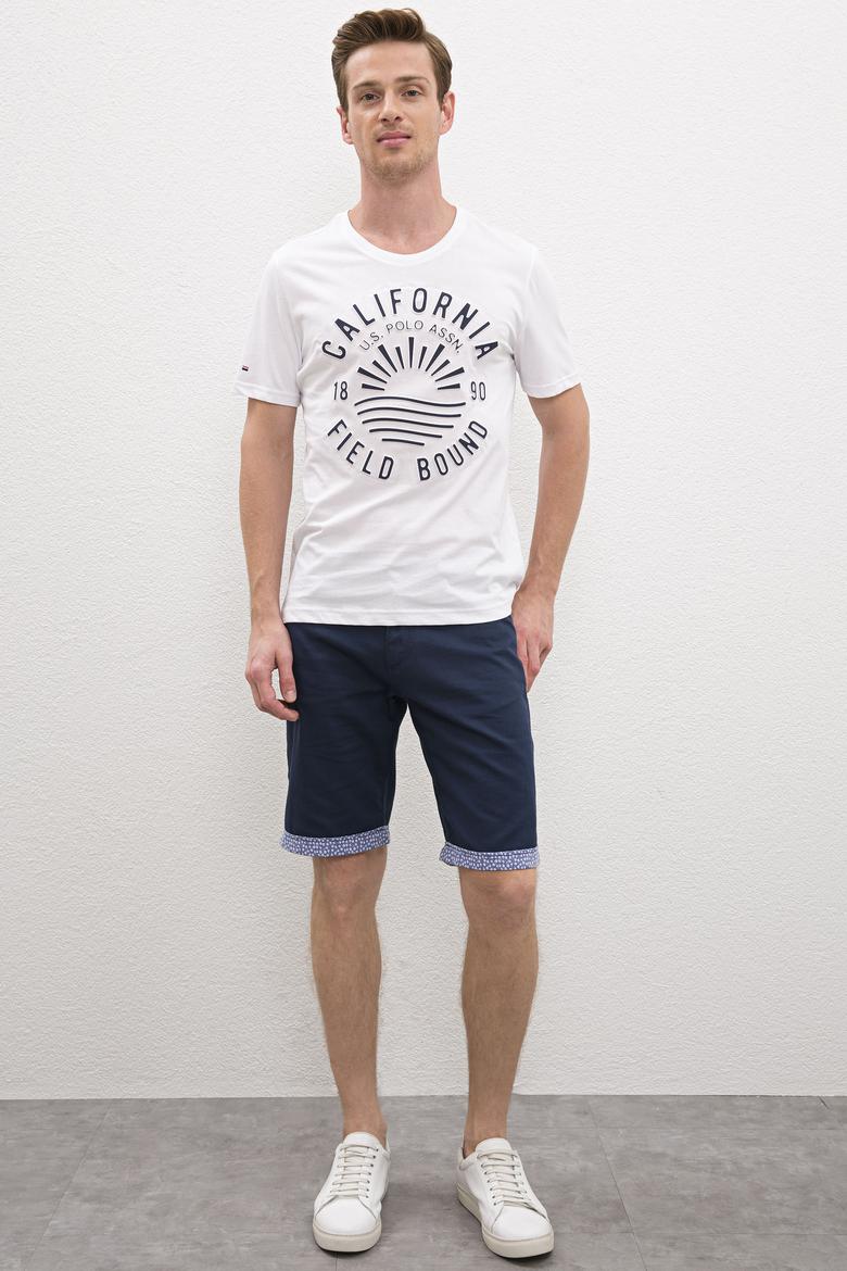 Erkek Beyaz Bisiklet Yaka T-Shirt - 50219173031