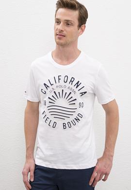 Erkek Beyaz Bisiklet Yaka T-Shirt - 50219173031