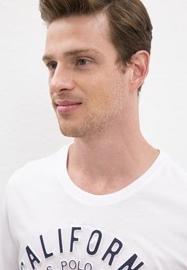 Erkek Beyaz Bisiklet Yaka T-Shirt - 50219173031